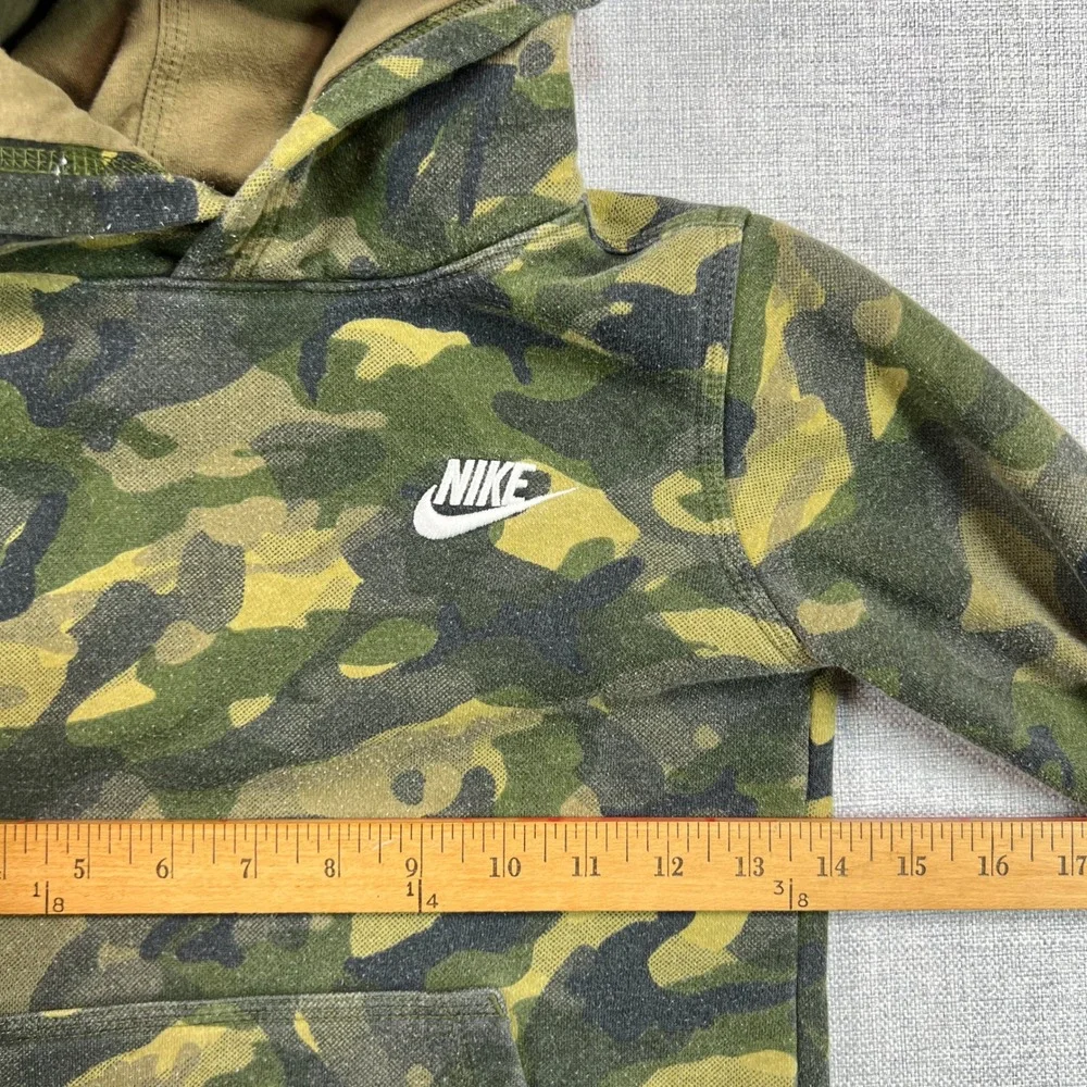 Nike Camo Green Hoodie Sweatshirt Youth Large 6-7 Y2K‎ Sporty Active Camoflage